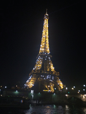 An animated gif of the Eiffel Tower with lights that flicker between frames.